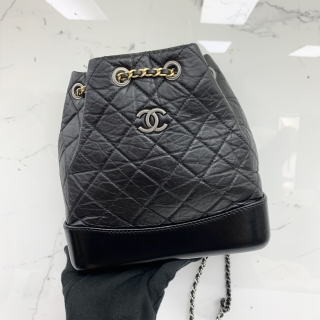 CHANEL BAG GABRIELLE BACKPACK BLACK, DUAL TONE HARDWARE RFID MICROCHIPPED U60NEHU4