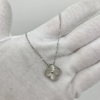 VAN CLEEF & ARPELS FINE JEWELRY NECKLACE VINTAGE ALHAMBRA GUILLOCHE WG FULLSET 2023