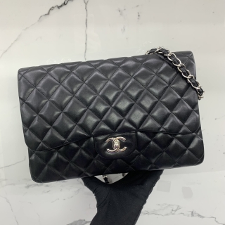 CHANEL BAG MATELASSE CLASSIC FLAP LAMBSKIN SINGLE FLAP JUMBO 30CM SHW BLACK NO.13 W/CARD 13863550