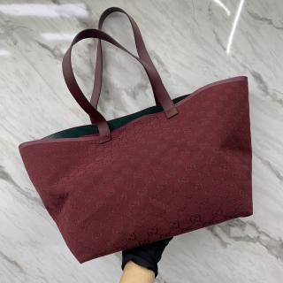 GUCCI BAG GG 788203 CANVAS TORTISSIMA TOTE BAG W/POUCH RED