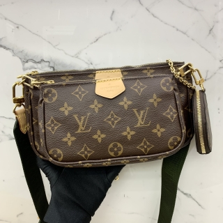 LOUIS VUITTON BAG MONOGRAM MULTI POCHETTE ACCESSOIRES KHAKI VACHETTA RECOLOURED TN0251
