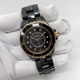 CHANEL WATCH J12 H2544 CERAMIC YELLOW GOLD WATCH ONLY, QZ NOT MOVING WS67612
