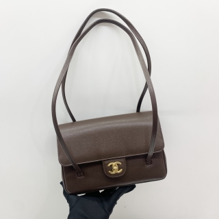 CHANEL BAG CAVIAR SKIN AS6130 PREPPY COCO SMALL SPRING SUMMER 2026  SHOULDER GHW BROWN MICROCHIPPED