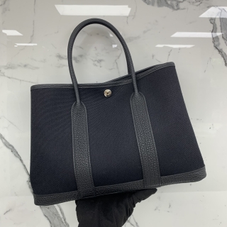 HERMES BAG GARDEN PARTY 30 TPM NEGONDA/TOILE NOIR PHW K STAMP KAM007UH