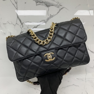 CHANEL BAG MATELASSE PERFECT EDGE 30CM CHAIN SHOULDER LAMBSKIN BLACK GHW NO.17 NO CARD 17059922