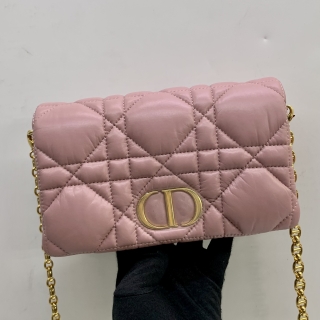 DIOR BAG CARO MACROCANNAGE MINI CHAIN WALLET PINK 05-RU-0262