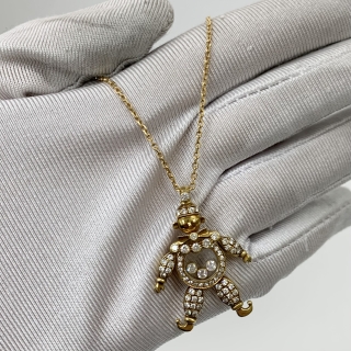 CHOPARD FINE JEWELRY NECKLACE ONLY HAPPY DIAMOND PIERROT MOTIF  YG750 11.78G 9639285