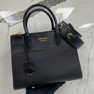 PRADA BAG 1BA103 2 WAY TOTE DOUBLE ZIP BLACK