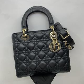 DIOR BAG LADY BLACK MEDIUM 2WAY GHW 18-MA-0211