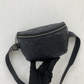 CHANEL BAG MATELASSE LEATHER COCOMARK BLACK SHW BUM/BELT BAG NO.27 NC 27387626