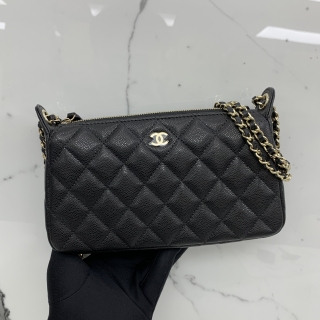 CHANEL BAG MATELASSE AP4704 CAVIAR SKIN CLUTCH ON CHAIN SHOULDER GHW RFID X9812TAA