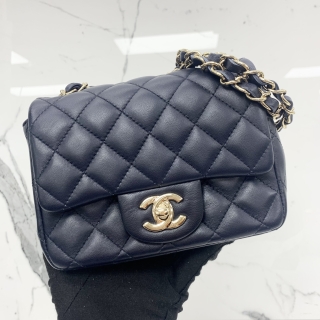 CHANEL BAG MATELASSE A35200 LAMBSKIN MINI SQUARE 17CM GHW NAVY BLUE NO.29 W/CARD