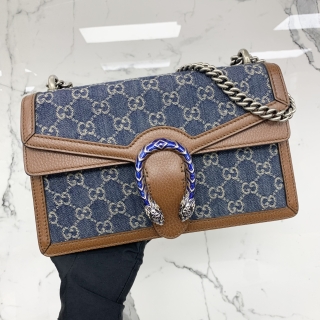 GUCCI BAG DIONYSUS DENIM CHAIN SHOULDER BLUE 400249