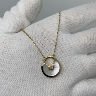 CARTIER FINE JEWELRY NECKLACE AMULETTE MOP SM DIAMOND 1PD RG750 9.99G (CERT & BOX) BXB990