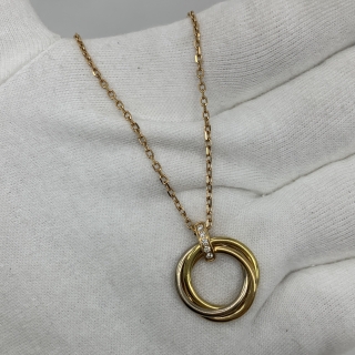 CARTIER FINE JEWELRY NECKLACE TRINITY W/DIAMONDS AU750 NECKLACE ONLY 8.84G IDB693