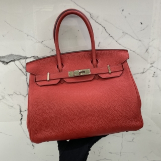 HERMES BAG BIRKIN 30 TOGO RED PHW □P STAMP