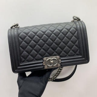 CHANEL BAG BOY A67086 CAVIAR SKIN 25CM OLD MEDIUM SHW BLACK NO.25 (W/CARD)
