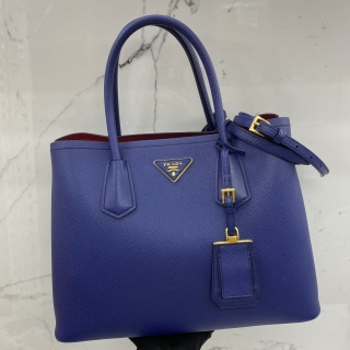 PRADA BAG SAFFIANO 1BG775 DOUBLE TOTE MEDIUM 2WAY BLUE