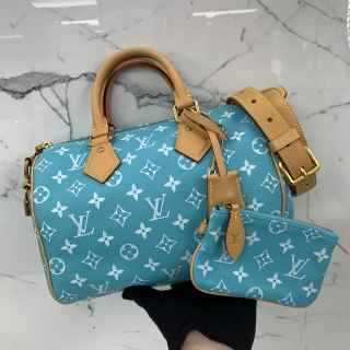 LOUIS VUITTON BAG MONOGRAM M11561 SPEEDY BANDOULIÈRE P9 25 W/POUCH, LOCK & KEYS BLUE RFID (MISSING LUGGAGE TAG)