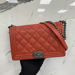 CHANEL BAG BOY 28CM NEW MEDIUM WILD STITCH RED SHW NO.18 W/CARD 18782736