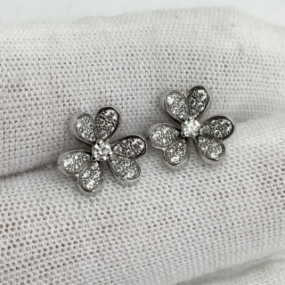 VAN CLEEF & ARPELS FINE JEWELRY EARRINGS FRIVOLE WG750 PAVED DIAMONDS MINI 3.73G FULLSET 2019 JA476307