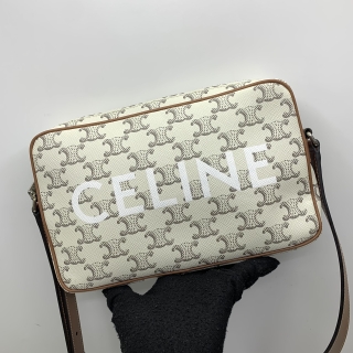 CELINE BAG TRIOMPHE MEDIUM HORIZONTAL MESSENGER BAG CROSSBODY SHOULDER WHITE 194502BZK.04LE S-CU-4293