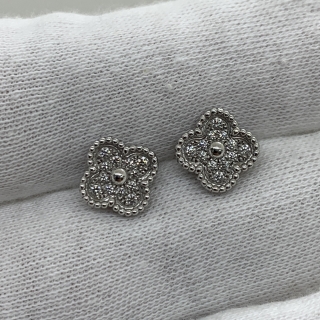 VAN CLEEF & ARPELS FINE JEWELRY EARRINGS VCARO85500 EARRINGS SWEET ALHAMBRA DIAMOND EARRING FULLSET 2023 WG750 3.3G JF905945