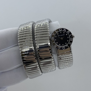 BVLGARI WATCH BB191TS TUBOGAS DIAMOND DIAL QUARTZ MOVING W/ BOX AND INVOICE D307887