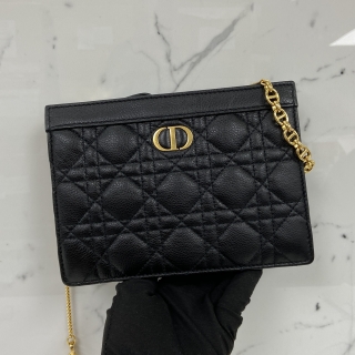 DIOR BAG CARO LEATEHR CANNAGE EVERY DIOR CHAIN POUCH GHW BLACK 43-MA-1211