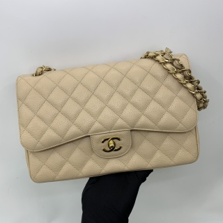 CHANEL BAG CLASSIC FLAP CAVIAR SKIN 30CM W DOUBLE FLAP GHW NO.14 NO CARD 14558483