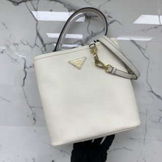 PRADA BAG SAFFIANO 1BA212 2WAY MEDIUM BUCKET TOTE WHITE