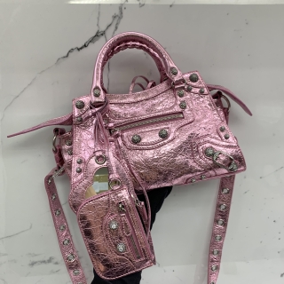 BALENCIAGA BAG 700940  NEO CAGOLE XS 2WAY SILVER W/MIRROR & POUCH