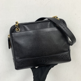 CHANEL BAG CAVIAR SKIN TRIPLE COCO CHAIN SHOULDER VINTAGE NO.04 NO CARD 4478315