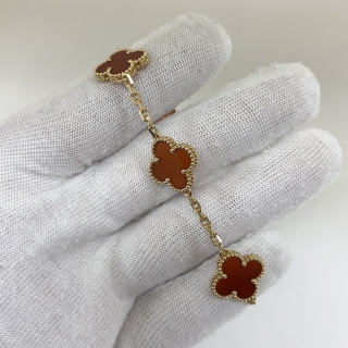 VAN CLEEF & ARPELS FINE JEWELRY BRACELET VINTAGE ALHAMBRA 5 MOTIF YG750 11.1G CARNELIAN FULL SET 2026 JP688739