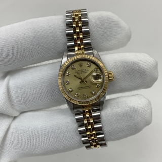 ROLEX WATCH DATEJUST 69173G GOLD DIAL DIAMOND INDEX AUTOMATIC WATCH ONLY