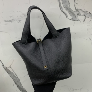 HERMES BAG PICOTIN LOCK 22 BLACK CLEMANCE GHW U STAMP