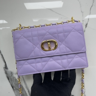 DIOR BAG CARO MISS CARO MINI MACROCANNAGE LAMBSKIN CHAIN SHOULDER PURPLE 93-MA-0214