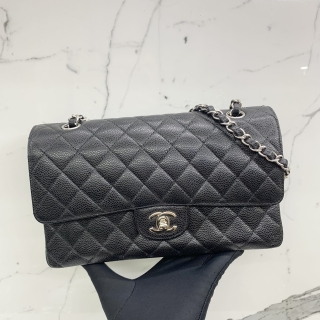 CHANEL BAG CAVIAR SKIN CLASSIC MEDIUM 25CM DOUBLE W FLAP SHW CHAIN NO.15 15466034