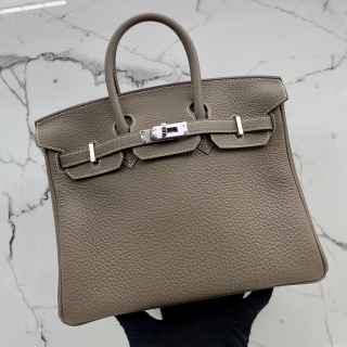 HERMES BAG BIRKIN 25 K STAMP PHW TOGO ETOUPE FULLSET