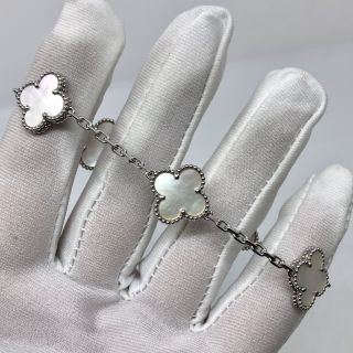 VAN CLEEF & ARPELS FINE JEWELRY BRACELET VINTAGE ALHAMBRA  5 MOTIF MOP WG750 12.3G JB416776