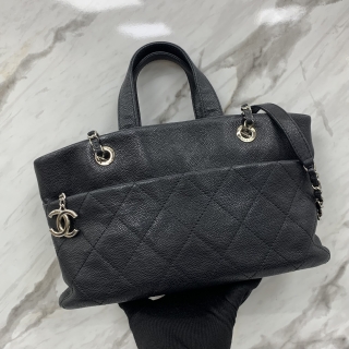 CHANEL BAG CAVIAR SKIN 2WAY TOTE BLACK NO.20 W/CARD 20340195