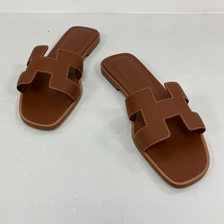 HERMES SHOES SANDALS ORAN BROWN 38 021056 2310