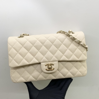 CHANEL BAG CAVIAR SKIN CLASSIC Ｗ FLAP MEDIUM 25CM NO.29 W/CARD 29472951