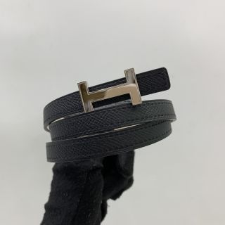 HERMES BELT H BUCKLE MINI NATA/BLACK SHW B STAMP #75CM 13MM