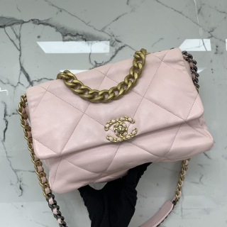 CHANEL BAG CHANEL19 AS1161 LARGE BABY PINK MICROCHIPPED