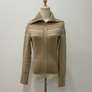 DIOR CLOTHES JACKET REVERSIBLE ZIPPED CARDIGAN KNITTED MIDDY COLLAR OBLIQUE BEIGE #34 514G60A550