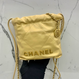 CHANEL BAG MATELASSE AS3980 CHANEL22 MINI GHW BEIGE MICROCHIPPED GJTNP9T9