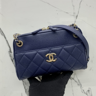 CHANEL BAG CAVIAR SKIN CHAIN CAMERA SHOULDER BLUE NO.29 W/CARD