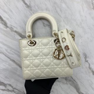 DIOR BAG LADY ABCDIOR SMALL WHITE GHW 01-RU-0241