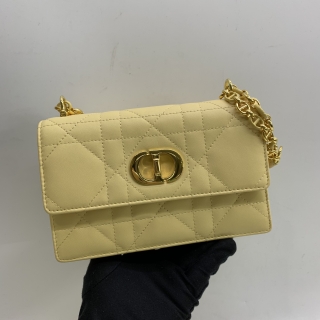 DIOR BAG CARO MISS MINI CHAIN SHOULDER MACROCANNAGE LAMBSKIN YELLOW 12-MA-1203